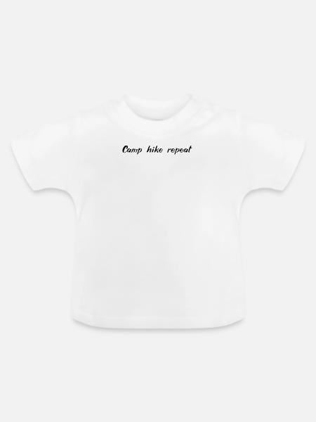Camping - Camp, hike, repeat - Baby Bio-T-Shirt mit Rundhals - Weiß