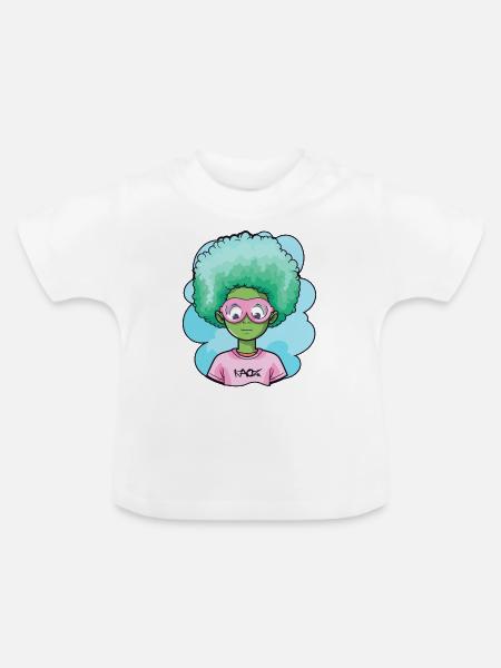 Blauer Afro Kind - Baby Bio-T-Shirt mit Rundhals - Weiß