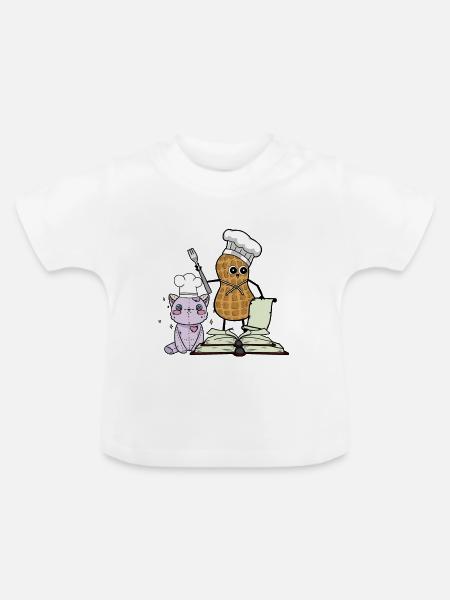 ERDNUSS KOCH FREUNDE KOCHEN - Baby Bio-T-Shirt mit Rundhals - Weiß