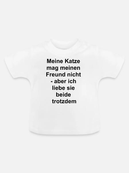 Katzen-Freund-Geschenk - Baby Bio-T-Shirt mit Rundhals - Weiß