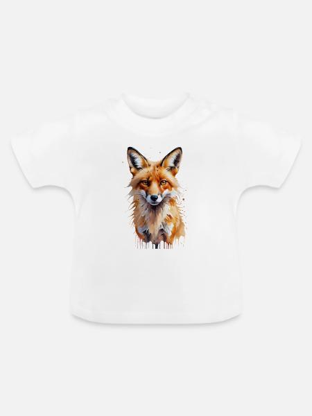 Verspieltes Fuchs Aquarell - Baby Bio-T-Shirt mit Rundhals - Weiß