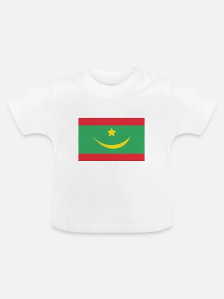 Flagge Mauretanien - Baby Bio-T-Shirt mit Rundhals - Weiß