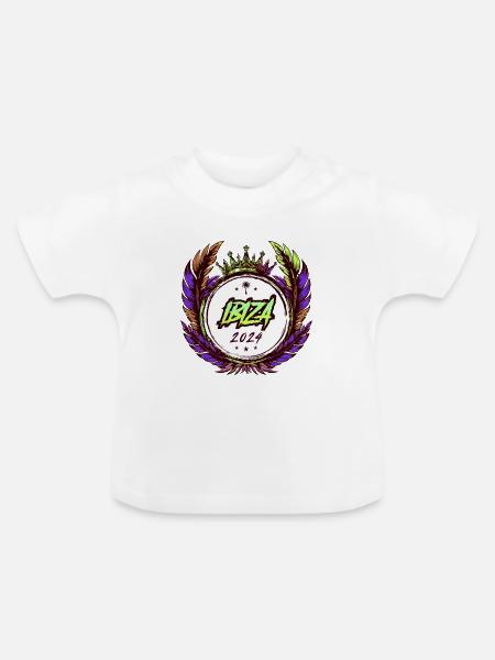 Ibiza 2024 Bunt - Baby Bio-T-Shirt mit Rundhals - Weiß