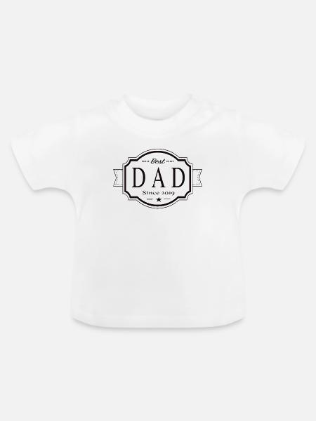 Bester Papa seit 2019 - Baby Bio-T-Shirt mit Rundhals - Weiß