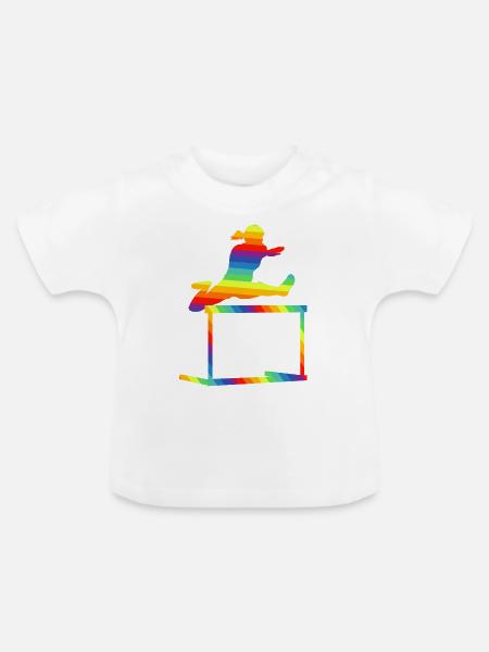 Hürden Lauf Leichtathletik - Baby Bio-T-Shirt mit Rundhals - Weiß