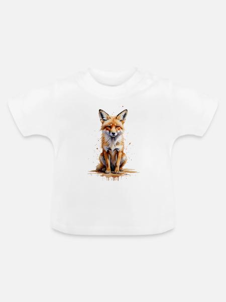 Fuchs Aquarell - Wilde Schönheit - Baby Bio-T-Shirt mit Rundhals - Weiß