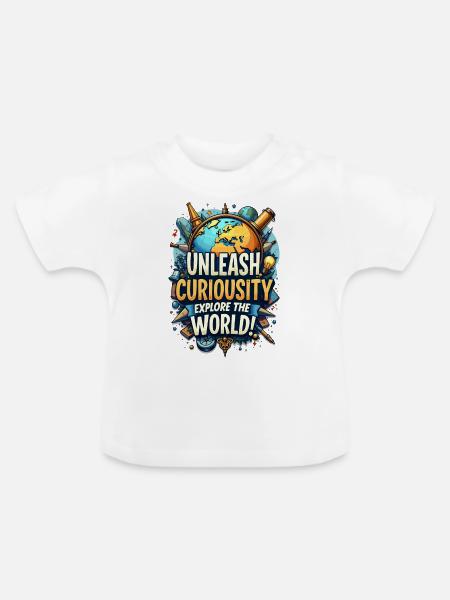ENTDECKE DIE WELT - Baby Bio-T-Shirt mit Rundhals - Weiß