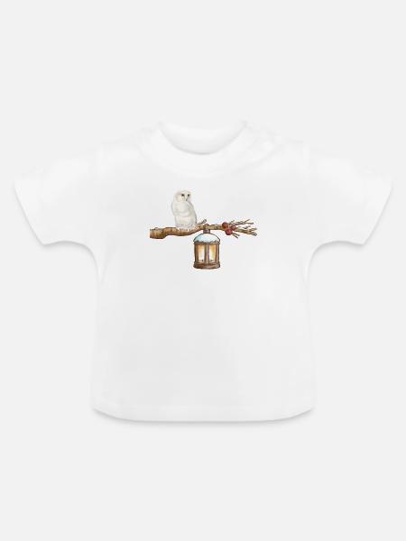Winter-Eule Winter Owl - Baby Bio-T-Shirt mit Rundhals - Weiß