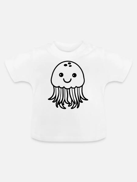 Qualle - Baby Bio-T-Shirt mit Rundhals - Weiß