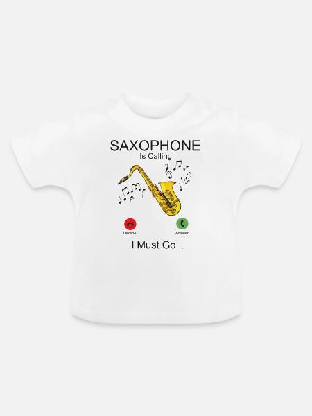 Saxophone Phone Display Saxophone - Baby Bio-T-Shirt mit Rundhals - Weiß