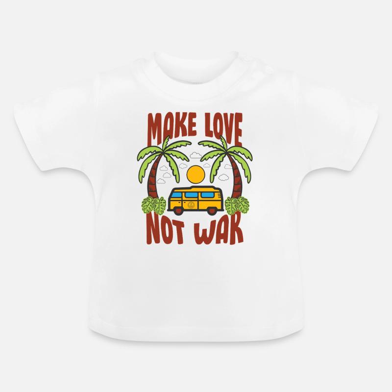 Faites l’amour pas la guerre Flower Power Hippie - T-shirt bio col rond Bébé - blanc