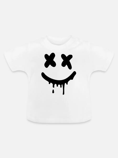 lächeln - Baby Bio-T-Shirt mit Rundhals - Weiß