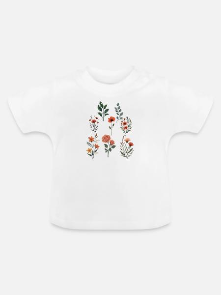 Verschiedene florale botanische Sets - Baby Bio-T-Shirt mit Rundhals - Weiß