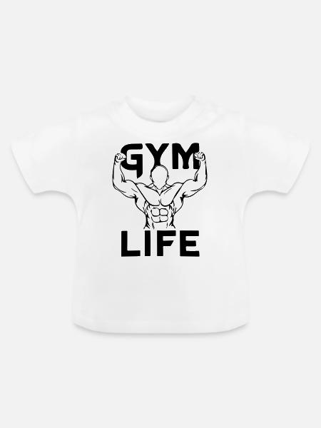 Leben im Fitnessstudio - Baby Bio-T-Shirt mit Rundhals - Weiß