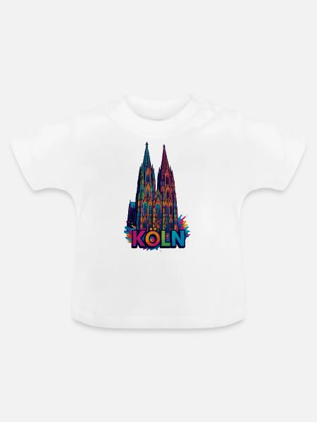 Kölner Dom - Baby Bio-T-Shirt mit Rundhals - Weiß