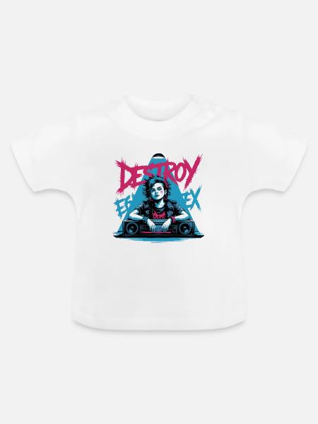 SYSTEM ZERSTÖREN - Baby Bio-T-Shirt mit Rundhals - Weiß