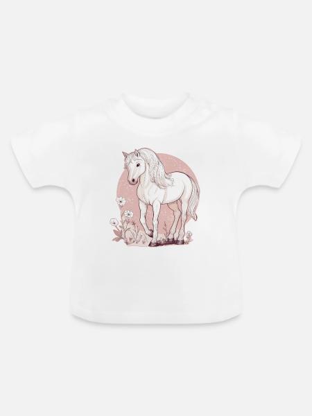 Pferd - Baby Bio-T-Shirt mit Rundhals - Weiß