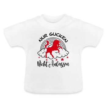Nur gucken Nicht anfassen Einhorn Regenbogen - Baby Bio-T-Shirt mit Rundhals - Weiß - Vorne