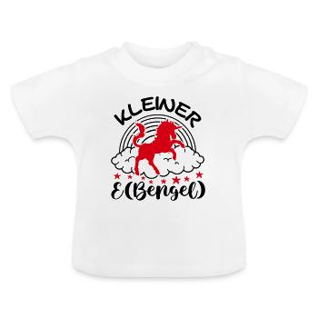 Kleiner Engel Bengel Einhorn Regenbogen Babyspruch - Baby Bio-T-Shirt mit Rundhals - Weiß - Vorne