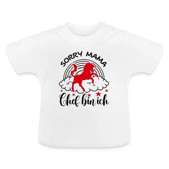 Sorry Mama Chef bin ich Einhorn Babysprüche - Baby Bio-T-Shirt mit Rundhals - Weiß - Vorne