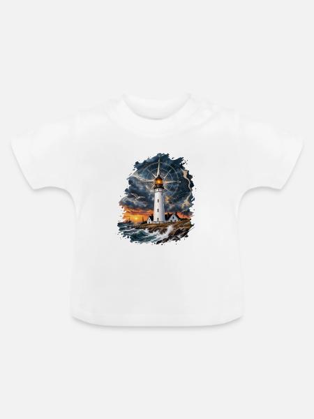 Leuchtturm - Baby Bio-T-Shirt mit Rundhals - Weiß