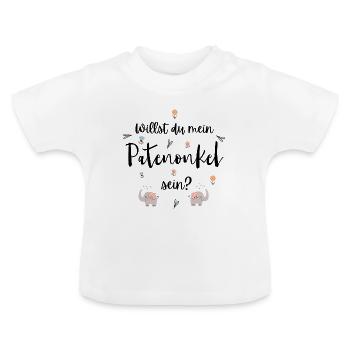 Willst du mein Patenonkel sein? Patenonkel fragen - Baby Bio-T-Shirt mit Rundhals - Weiß - Vorne