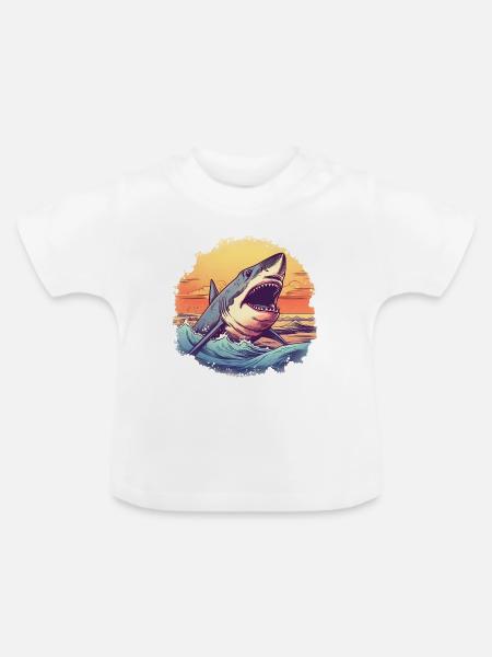 Weißer Hai - Baby Bio-T-Shirt mit Rundhals - Weiß