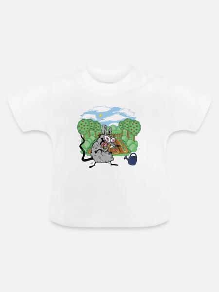 Garten Ratte Gärtner Hobbygärtner Nager - Baby Bio-T-Shirt mit Rundhals - Weiß