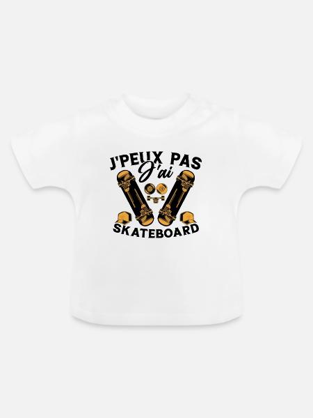 Ich kann nicht Skateboarding - Baby Bio-T-Shirt mit Rundhals - Weiß