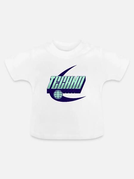 Techno - Baby Bio-T-Shirt mit Rundhals - Weiß