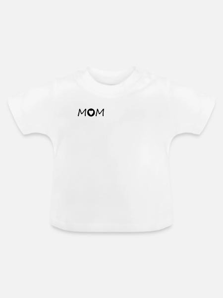 Mom mit Herz - Baby Bio-T-Shirt mit Rundhals - Weiß