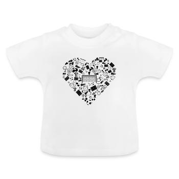 J'aime le football | Stade de sports de balle - T-shirt bio col rond Bébé - blanc - Devant