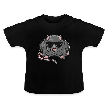 Rat - Baby Organic T-Shirt with Round Neck - black - Front
