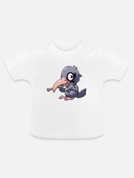 Schuhschnabel spielt Flöte - Baby Bio-T-Shirt mit Rundhals - Weiß