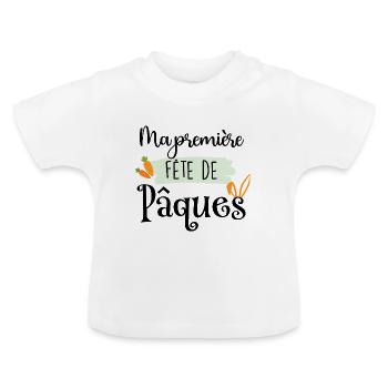 Meine erste Osterparty – Baby Bodysuit - Baby Bio-T-Shirt mit Rundhals - Weiß - Vorne