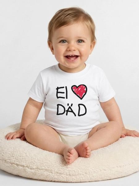 I love dad ( ei love däd ) - Baby Bio-T-Shirt mit Rundhals - Weiß - Vorne