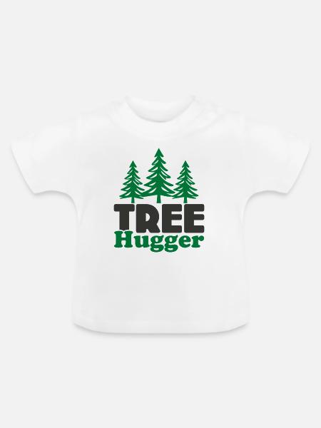 Baum-Umarmer - Baby Bio-T-Shirt mit Rundhals - Weiß