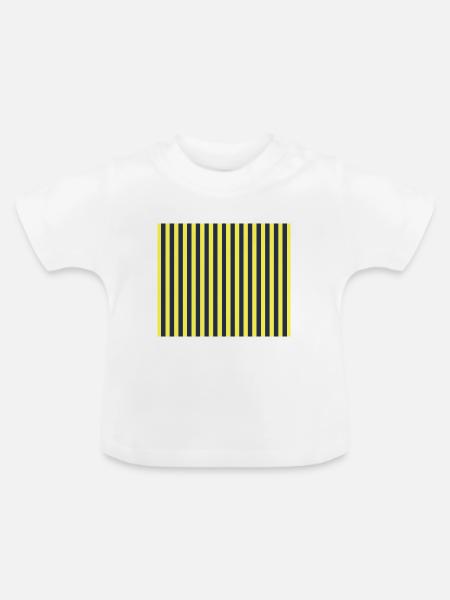 Stripes Navy Gelb - Baby Bio-T-Shirt mit Rundhals - Weiß