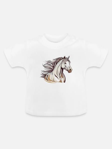Wildpferd - Baby Bio-T-Shirt mit Rundhals - Weiß