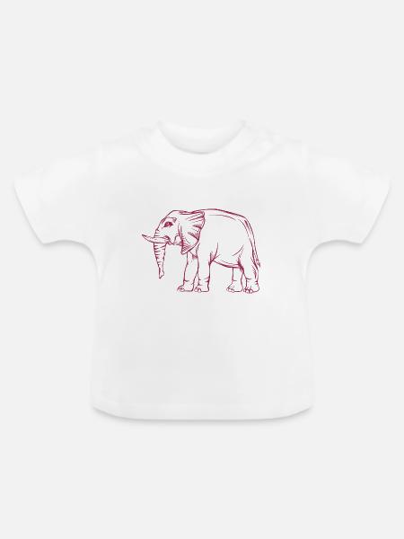 Elefant - Baby Bio-T-Shirt mit Rundhals - Weiß