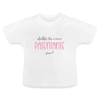 Willst du meine Patentante sein? Patentante fragen - Baby Bio-T-Shirt mit Rundhals - Weiß - Vorne