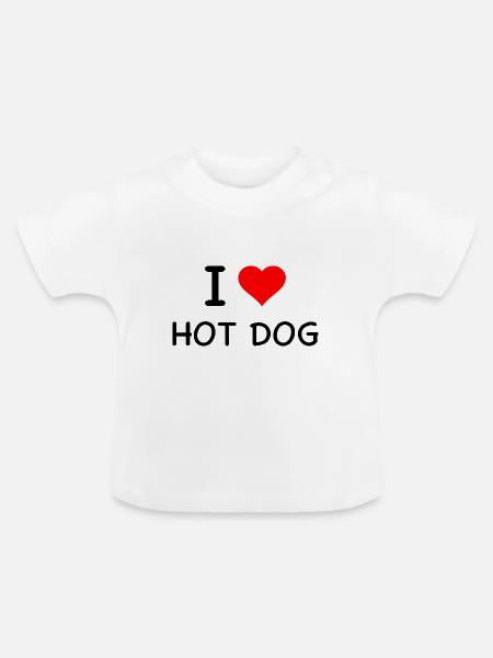Hot Dog - Baby Bio-T-Shirt mit Rundhals - Weiß