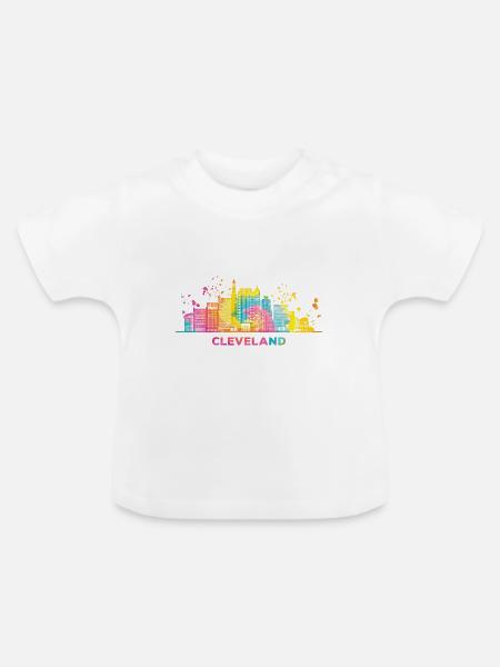 Clevelander Skyline Cleveland - Baby Bio-T-Shirt mit Rundhals - Weiß
