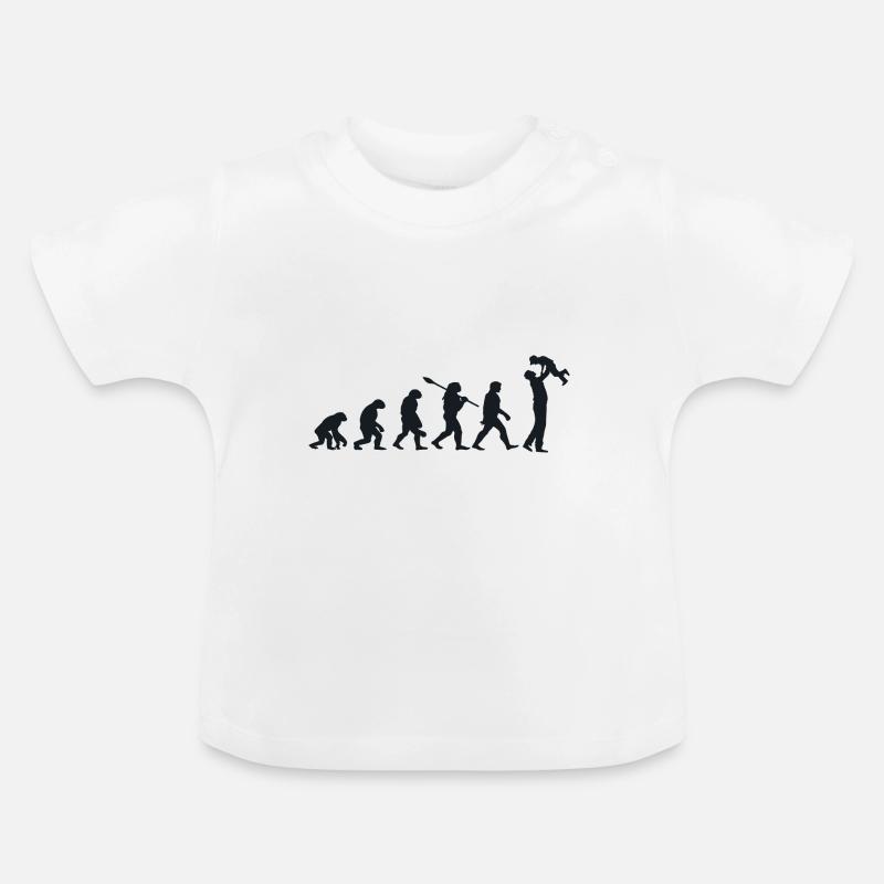 Darwin Evolution per i papà 👨 👧 👦 - Maglietta ecologica con scollo rotondo per neonato - bianco