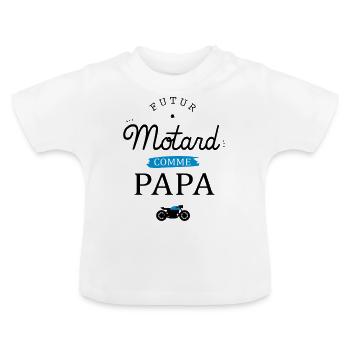 Zukünftiger Biker wie Papa - Baby Bio-T-Shirt mit Rundhals - Weiß - Vorne