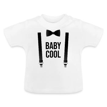 Babyspruch Baby Cool Suspenders - black - Baby Organic T-Shirt with Round Neck - white - Front