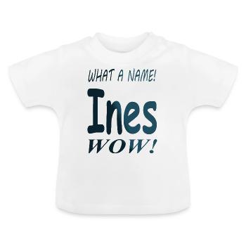 mon nom est Ines prénom nom de jeune fille présent - T-shirt bio col rond Bébé - blanc - Devant