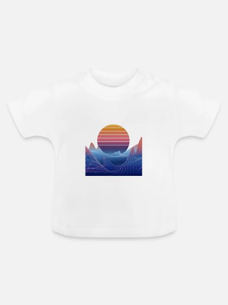 Synthwave Sunset Design - Baby Bio-T-Shirt mit Rundhals - Weiß