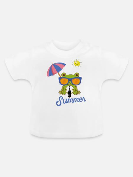 Fröhlicher Sommerfrosch - Baby Bio-T-Shirt mit Rundhals - Weiß