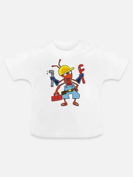 Sanitär Ameise - Baby Bio-T-Shirt mit Rundhals - Weiß